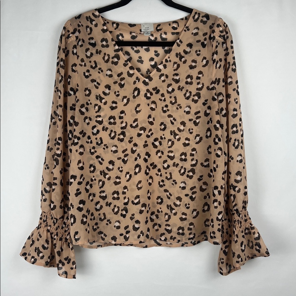 A New Day Tan Leopard Print Blouse